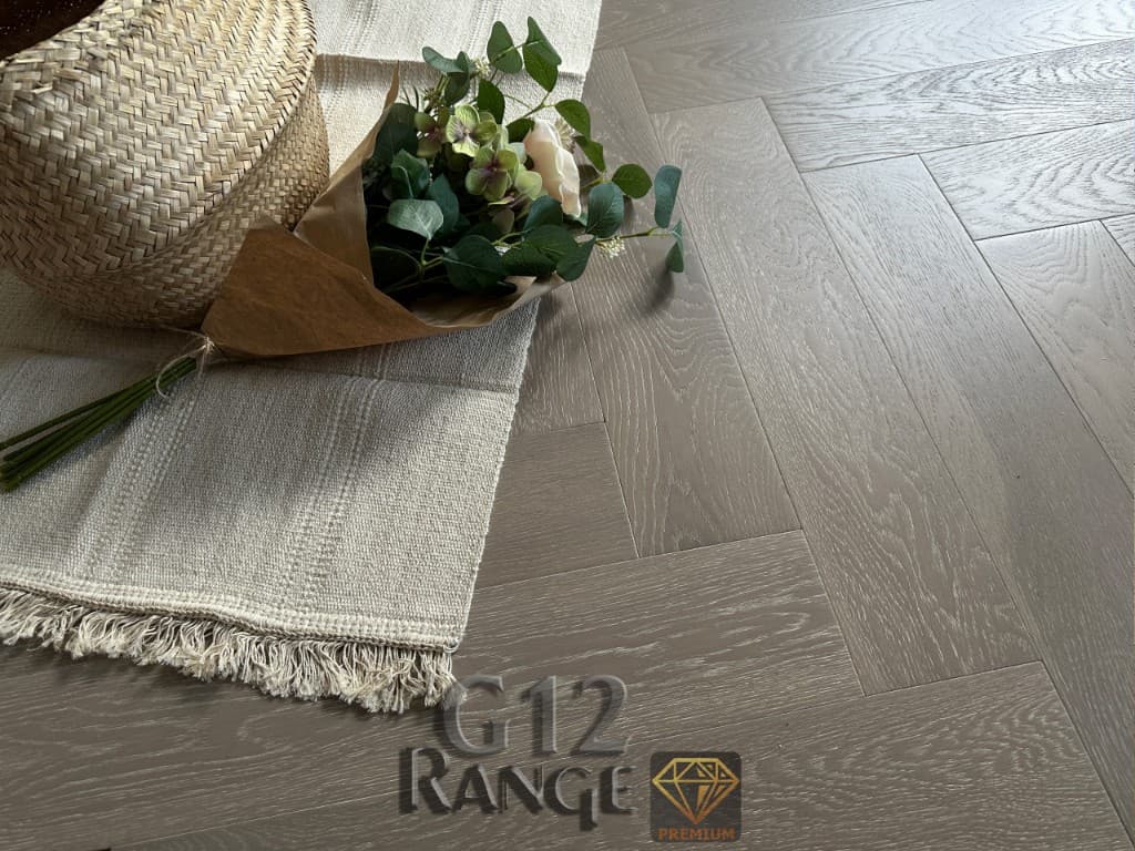 Kensington Whitewashed Oak herringbone flooring - gallery image 1