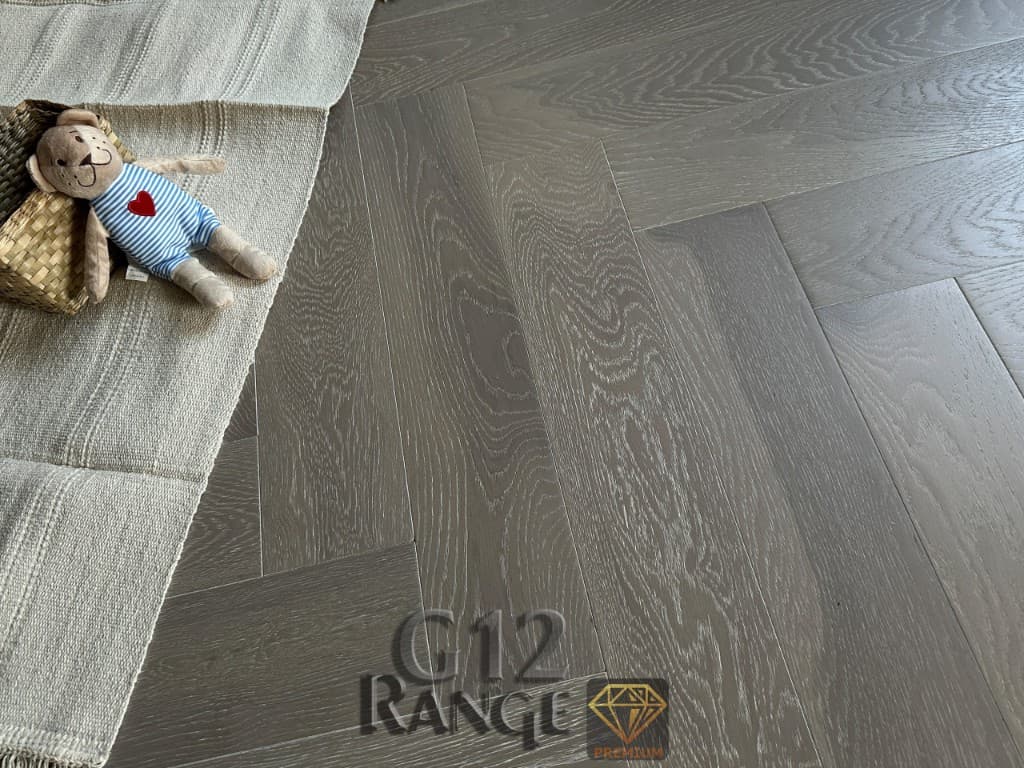 Kensington Whitewashed Oak herringbone flooring - gallery image 2